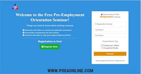 peos online registration|POEA Free Pre.